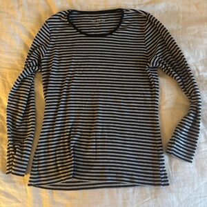 Two Danes Copenhagen Long Sleeve grey and black stripe long sleeve size large